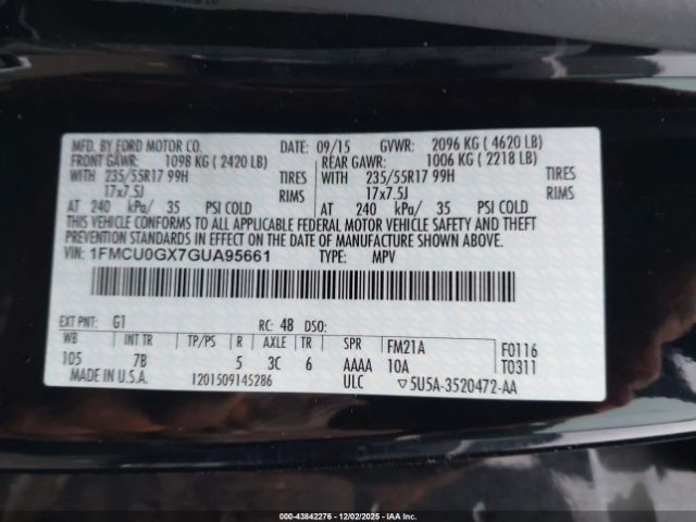 2016 FORD ESCAPE 1FMCU0GX7GUA95661 Photo 8