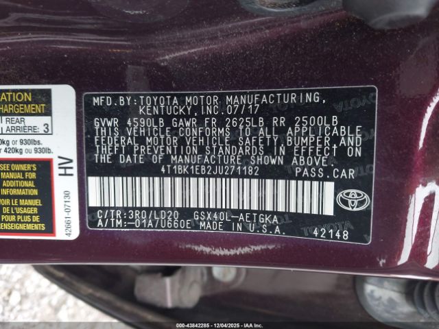 2018 TOYOTA AVALON 4T1BK1EB2JU271182 Photo 8