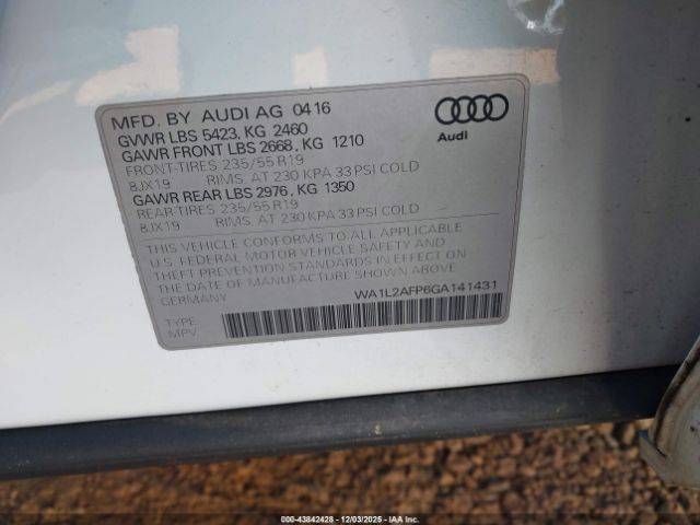 2016 AUDI Q5 WA1L2AFP6GA141431 Photo 8