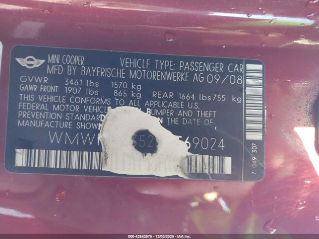 2009 MINI COOPER WMWMF33529TT69024 Photo 8