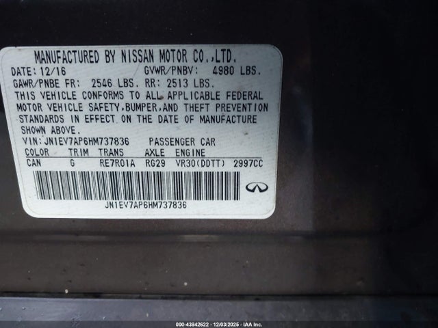 Infiniti Q50 2017 JN1EV7AP6HM737836 Image 9