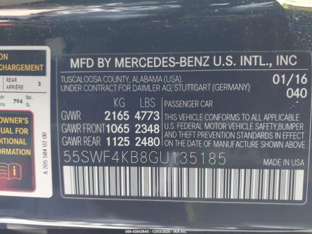 2016 MERCEDES-BENZ C 300 55SWF4KB8GU135185 Photo 8