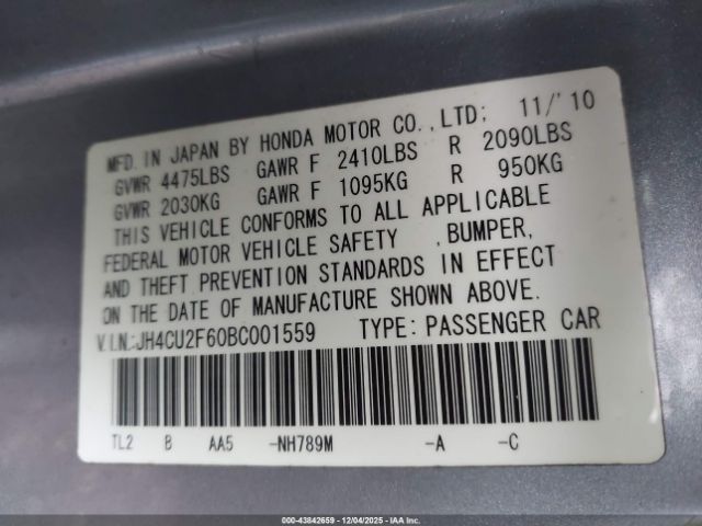 2011 ACURA TSX JH4CU2F60BC001559 Photo 8