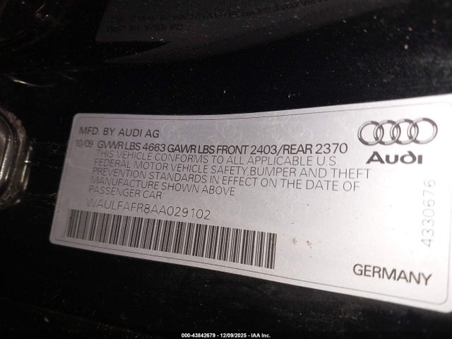2010 AUDI A5 WAULFAFR8AA029102 Photo 8
