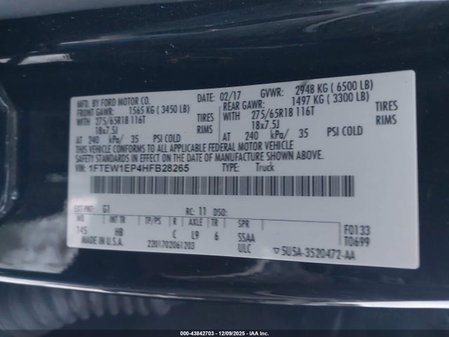 Ford F-150 Lariat 2017 1FTEW1EP4HFB28265 Image 9