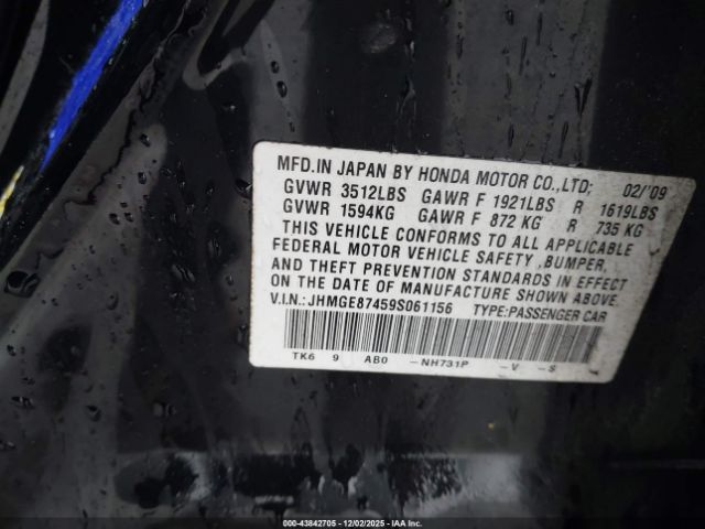 2009 HONDA FIT JHMGE87459S061156 Photo 8