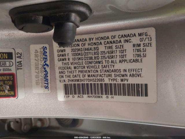 2013 HONDA CR-V 2HKRM3H77DH522695 Photo 8