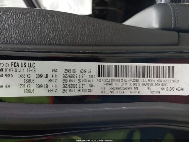 2019 DODGE DURANGO 1C4RDJAG2KC560620 Photo 8