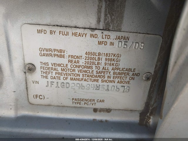 2004 SUBARU IMPREZA JF1GD29684H510678 Photo 8