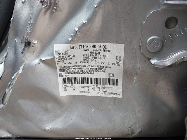 Ford EXPLORER XLT 2021 1FMSK7DH6MGC38195 Image 9