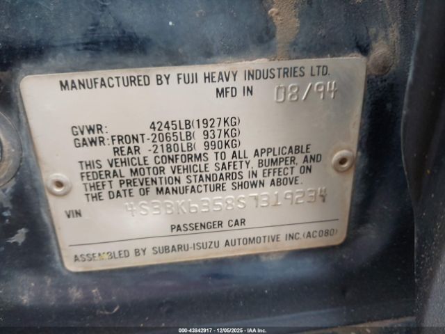 1995 SUBARU LEGACY 4S3BK6358S7319234 Photo 8