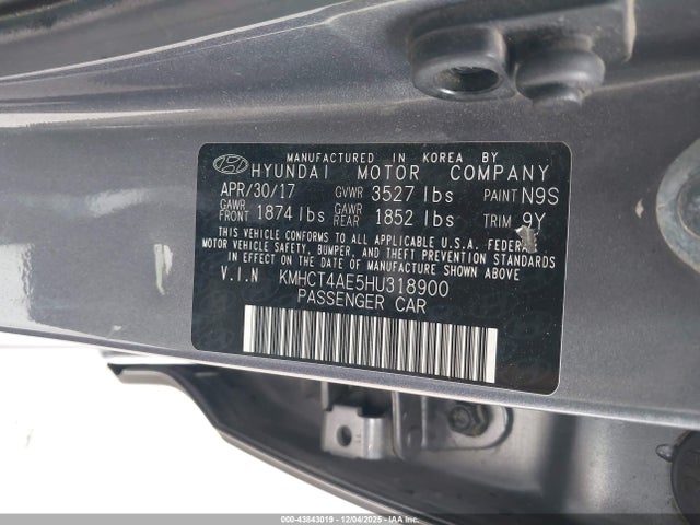 2017 HYUNDAI ACCENT KMHCT4AE5HU318900 Photo 8