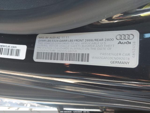 2012 AUDI A7 WAU2GAFC0CN092078 Photo 8