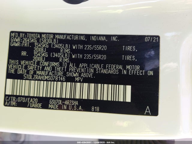 5TDLZRAH0MS078146 Toyota Highlander Xse