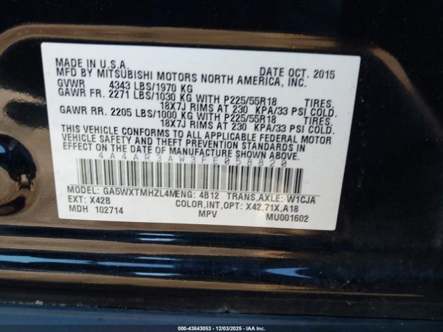 2015 MITSUBISHI OUTLANDER SPORT 4A4AR3AW3FE058820 Photo 8