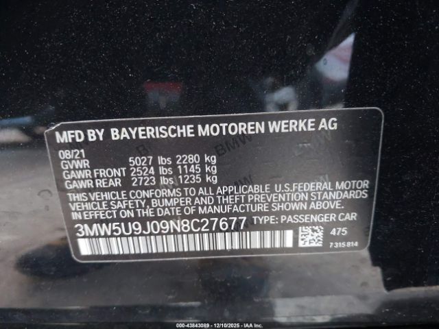 2022 BMW 3 SERIES 3MW5U9J09N8C27677 Photo 8