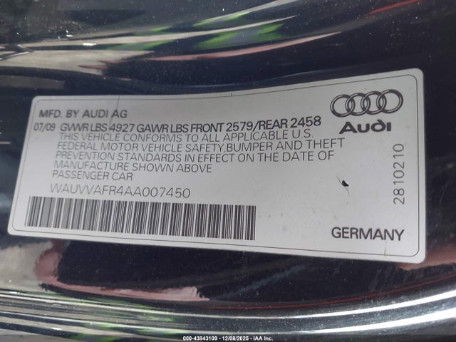 2010 AUDI S5 WAUVVAFR4AA007450 Photo 8