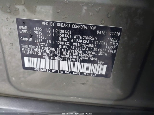 Subaru Outback 2.5i Premium 2018 4S4BSAFC4J3297862 Image 9