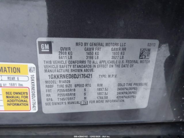 2013 GMC ACADIA 1GKKRNED8DJ176421 Photo 8