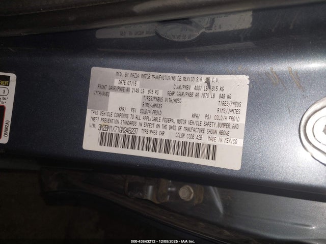 Aukcja sprzedaży 2016 Mazda Mazda3 I Grand Touring, vin: 3MZBM1X71GM245237, numer aukcji: 43843212