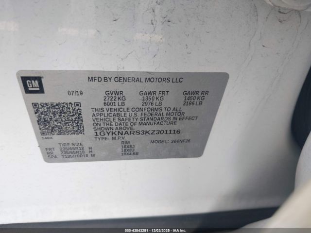 2019 CADILLAC XT5 1GYKNARS3KZ301116 Photo 8