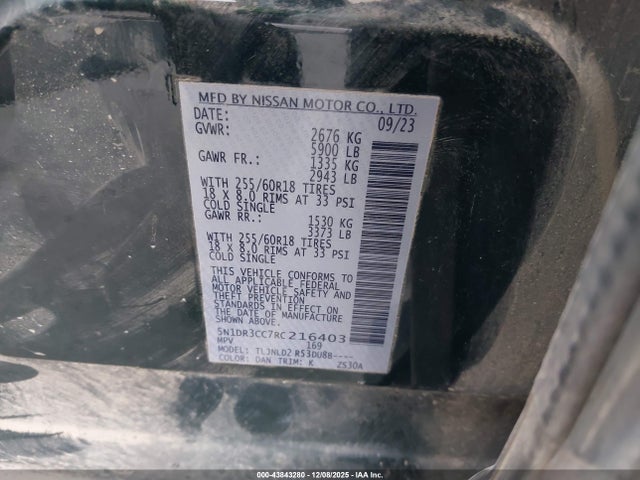 5N1DR3CC7RC216403 Nissan Pathfinder Sl 4wd