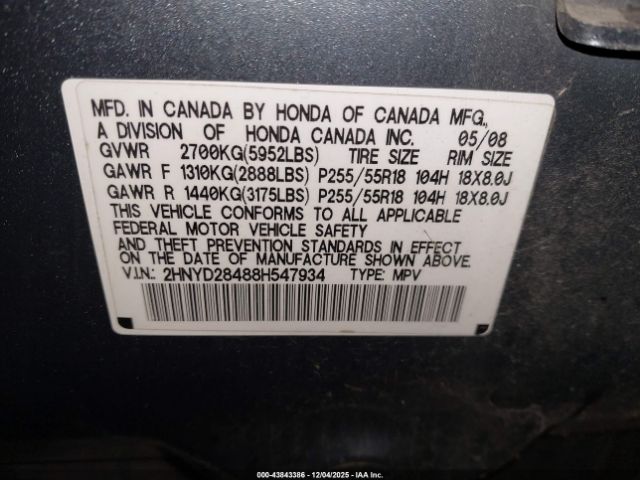 2008 ACURA MDX 2HNYD28488H547934 Photo 8