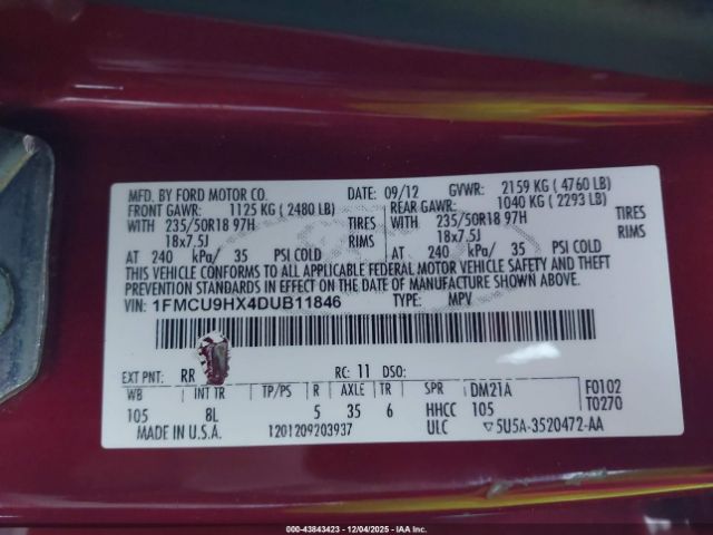 2013 FORD ESCAPE 1FMCU9HX4DUB11846 Photo 8