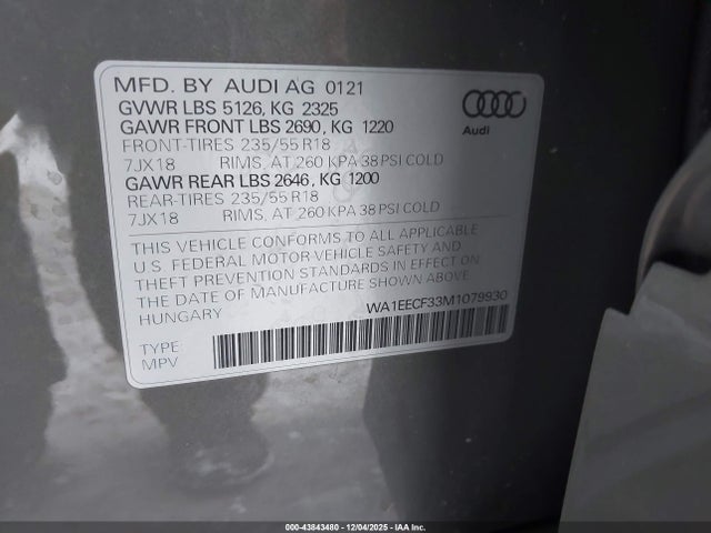 2021 AUDI Q3 WA1EECF33M1079930 Photo 8