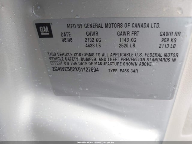 2009 BUICK LACROSSE 2G4WC582X91127694 Photo 8
