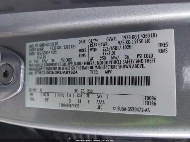 2024 FORD ESCAPE 1FMCU0GN3RUA81824 Photo 8