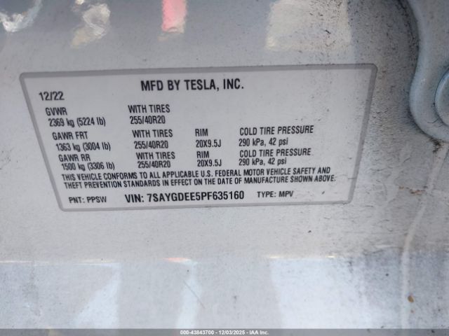 2023 TESLA MODEL Y 7SAYGDEE5PF635160 Photo 8