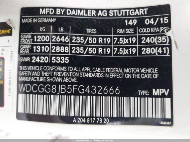 2015 MERCEDES-BENZ GLK 350 WDCGG8JB5FG432666 Photo 8