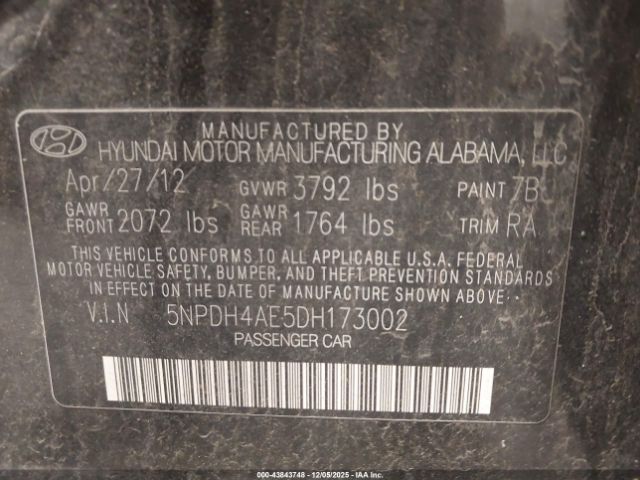 2013 HYUNDAI ELANTRA 5NPDH4AE5DH173002 Photo 8