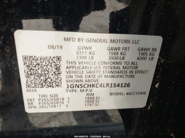 Chevrolet l83 - sidi: spark ignited direct injection, vvt: variable valve timing, afm, e85 max, alum 2020 1GNSCHKC4LR154126 Image 9