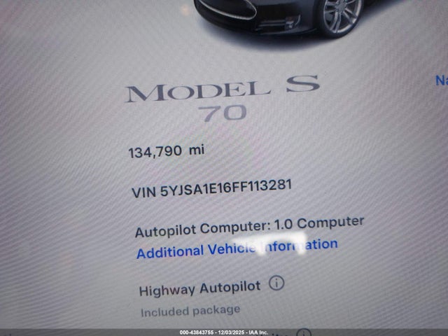 2015 TESLA MODEL S 5YJSA1E16FF113281 Photo 6