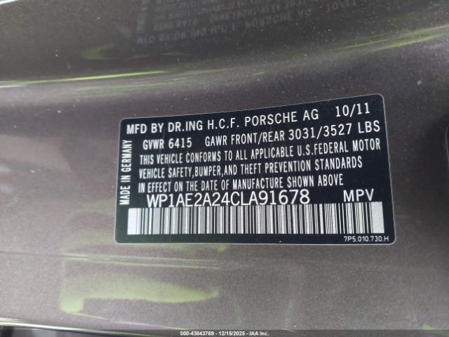 2012 PORSCHE CAYENNE HYBRID WP1AE2A24CLA91678 Photo 8