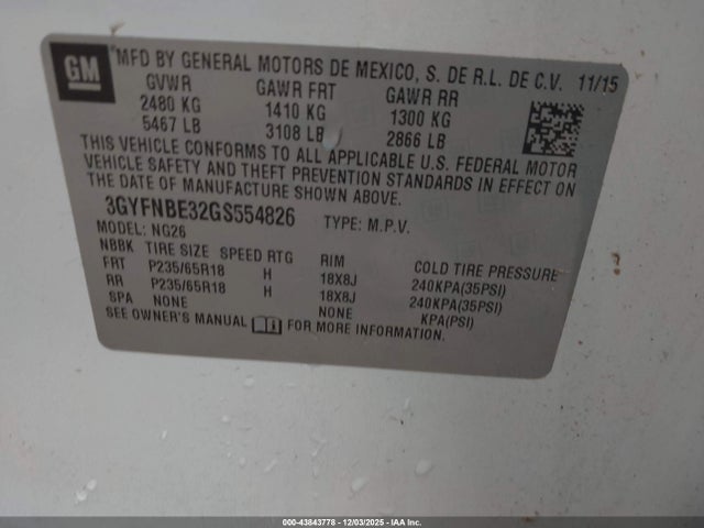 2016 CADILLAC SRX 3GYFNBE32GS554826 Photo 8