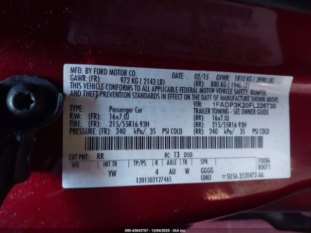 2015 FORD FOCUS 1FADP3K20FL226730 Photo 8
