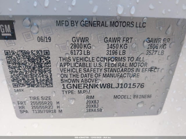 1GNERNKW8LJ101576 Chevrolet Traverse Fwd High Country