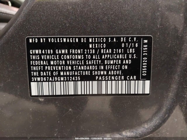 3VWD67AJ9GM312435 Volkswagen Jetta 1.4t Se