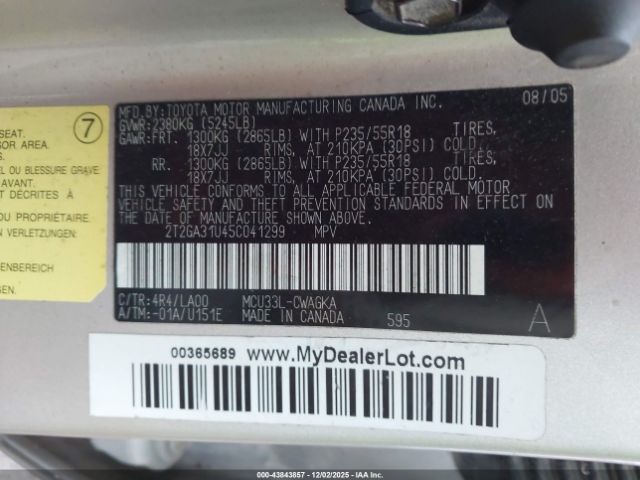 2005 LEXUS RX 330 2T2GA31U45C041299 Photo 8