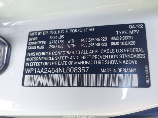 2022 PORSCHE MACAN WP1AA2A54NLB08357 Photo 8