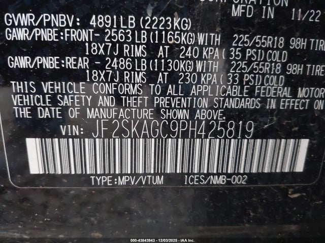 Subaru Forester Sport 2023 JF2SKAGC9PH425819 Image 9