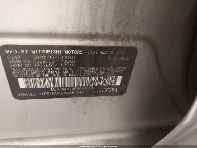 2015 MITSUBISHI MIRAGE ML32A4HJ3FH057834 Photo 8