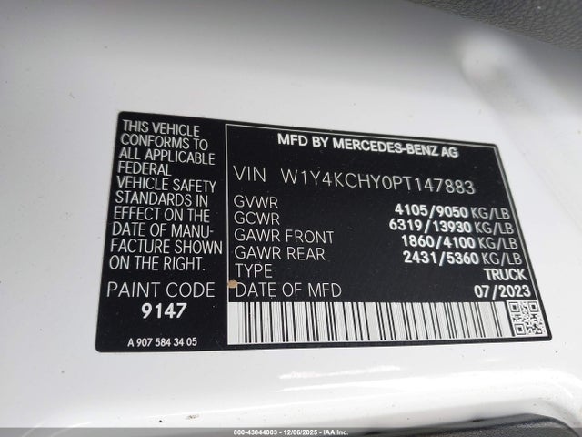 W1Y4KCHY0PT147883 Mercedes-Benz Sprinter 2500 High Roof 4-cyl Diesel