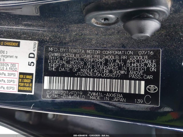 JTDZN3EU5HJ059377 Toyota Prius V Two