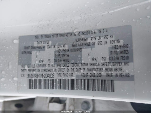 3MZBPABM1MM204803 Mazda Mazda3 Select