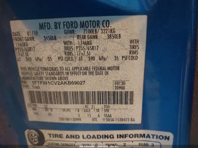 2010 FORD F-150 1FTFW1CV2AKB69027 Photo 8