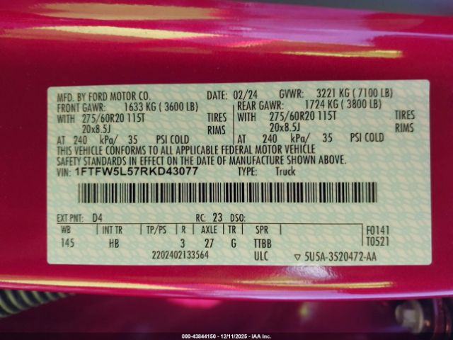 2024 FORD F-150 1FTFW5L57RKD43077 Photo 8